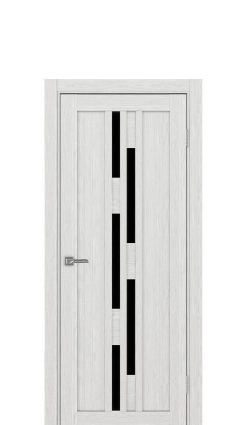 Двери в стиле Модерн Турин_551.121 ЭКО-шпон Ясень серебристый черное стекло заказать в компании Интерьер-Двери
